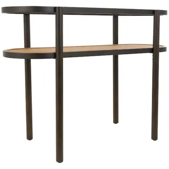 Brown Rattan Console Table with Pressed Tempered Glass Top {5}
