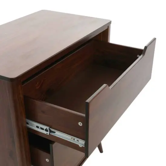 Hello Honey&reg; 37.5" Yume Mid Century Modern Solid Wood 3-Drawer Dresser Chest Walnut Finish {4}