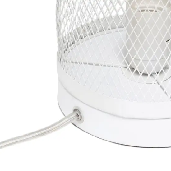 Simple Designs 13" Mesh Cylindrical Steel Table Lamp White {10}