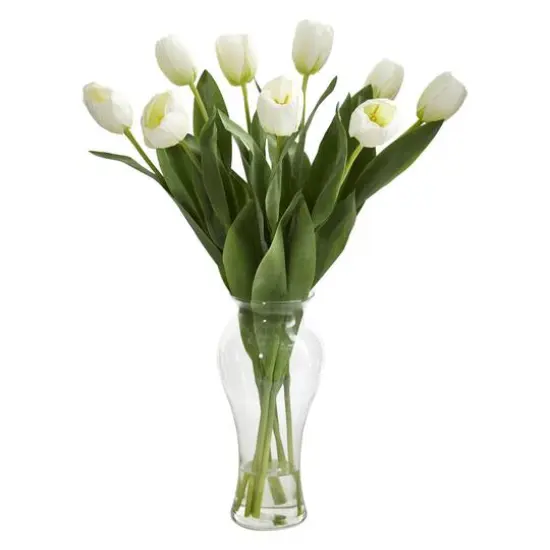 24" Tulip Arrangement in Vase White {1}