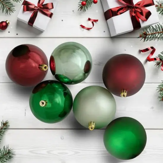 32ct. 3.25" Red & Green Shatterproof Plastic Ball Ornaments {3}