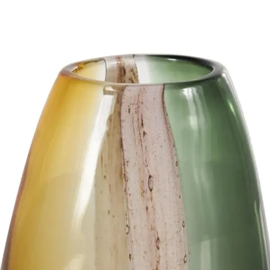 Multicolored Ombre Glass Vase with Pink Textured Stripe Details {7}