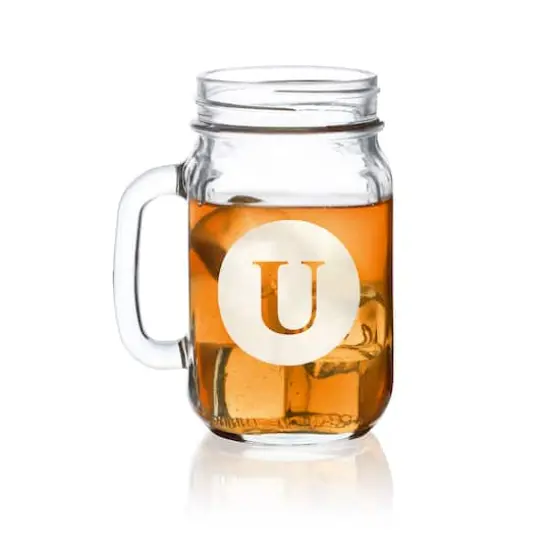 Hortense B. Hewitt Co. Engraved Mason Jar U {1}