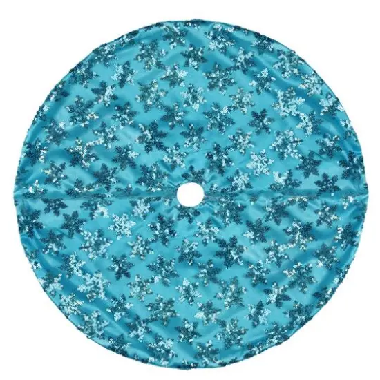 20" Blue Sequin Snowflake Pattern Mini Christmas Tree Skirt {1}