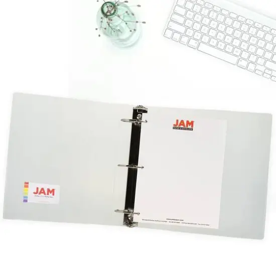 JAM Paper 3" Glass Twill Plastic 3-Ring Binder Clear {7}