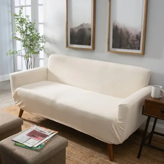 Home Details Waffle Design Sofa Furniture Slipcover Ivory {3}