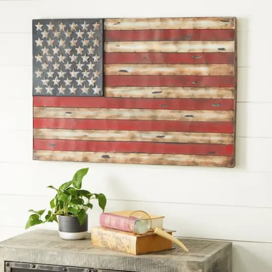 Distressed Metal Vintage American Flag Wall Accent {7}