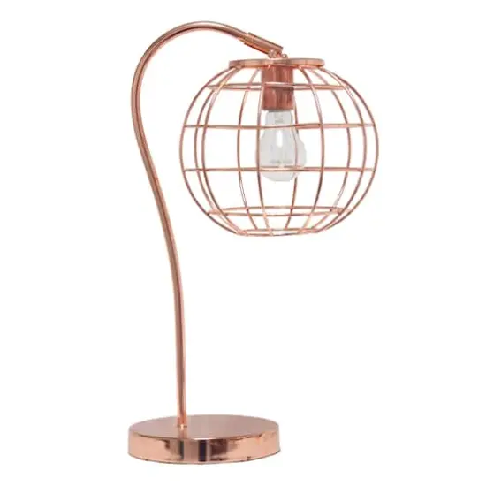 Lalia Home 20" Arched Metal Cage Table Lamp Rose Gold {1}