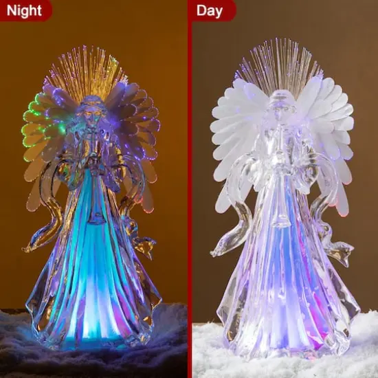 Glitzhome&reg; 12" Acrylic Lighted Tabletop Angel Figurine {7}