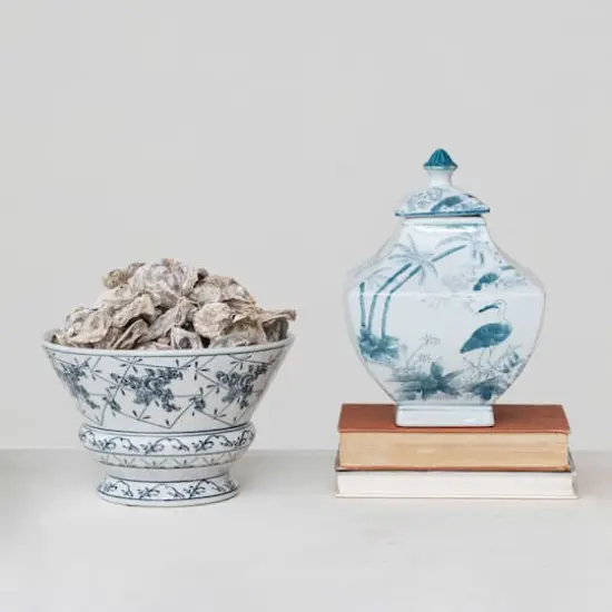 Hello Honey® 10" Blue & White Round Blossom Porcelain Bowl {3}