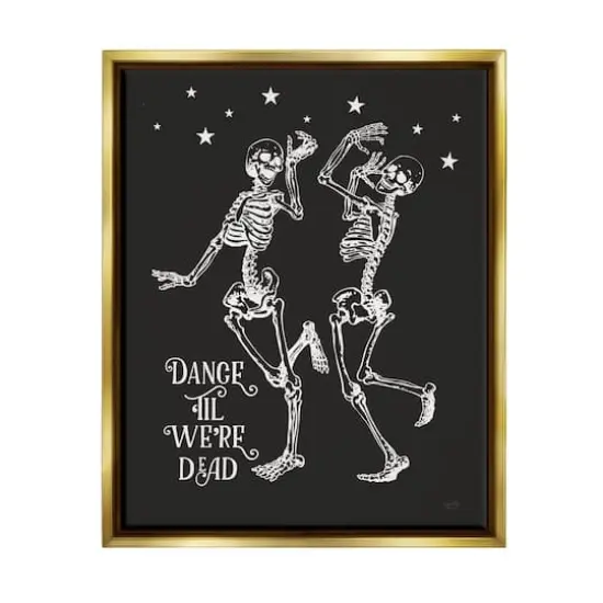 Stupell Industries Dance 'Til We're Dead Skeletons Framed Floater Canvas Wall Art {1}
