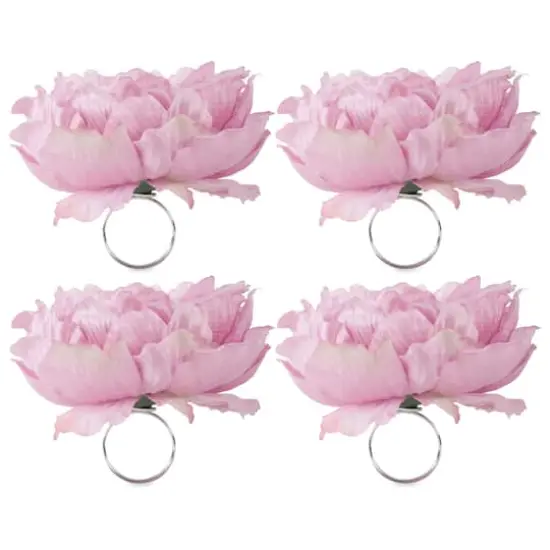 DII&reg; Peony Napkin Rings, 4ct. Pink {1}