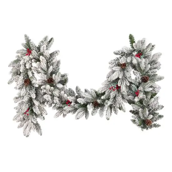 9ft. Snowberry Pine Pre-Lit LED Feel Real&reg; Garland  {5}