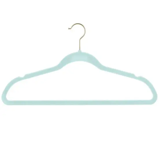 Simplify Super Slim Velvet Hangers with Gold Hook, 10ct. Pool Blue {4}