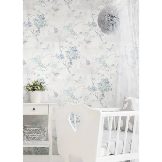 RoomMates Cherry Blossoms Peel & Stick Wallpaper Blue and white {7}