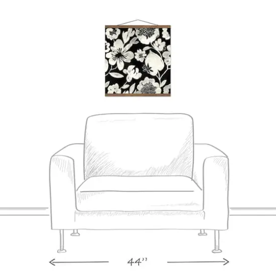 Cream Flowers Teak Hanging Canvas {4}