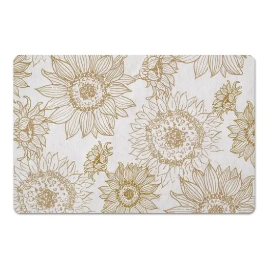 Large Sunflower Head Floor Mat Gold and White {1}