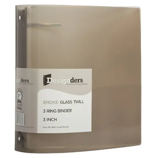 JAM Paper 3" Glass Twill Plastic 3-Ring Binder Smoke {1}