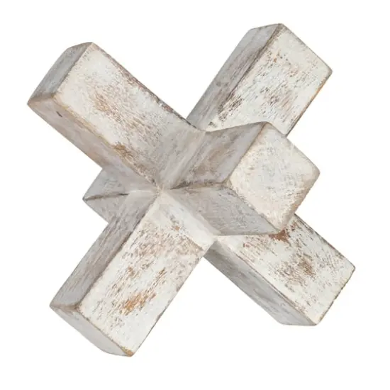 Hello Honey&reg; 6" Whitewashed Mango Wood Jack Cross Decoration {1}