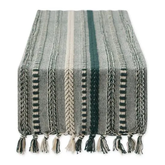 DII&reg; 108" Braided Stripe Table Runner Dark Green {1}