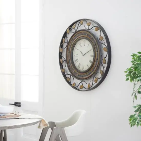 Brown Rustic Metal Wall Clock {10}