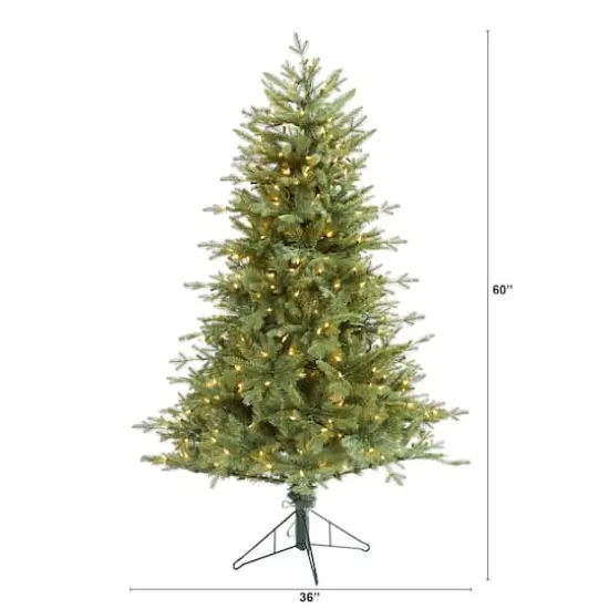 5ft. Pre-Lit New Hampshire Spruce Artificial Christmas Tree, Warm White LED Lights {3}