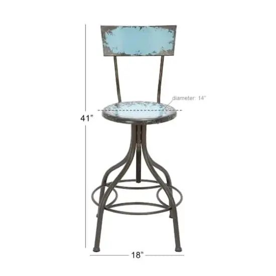 41" Metal Vintage Bar Chair Aqua {8}