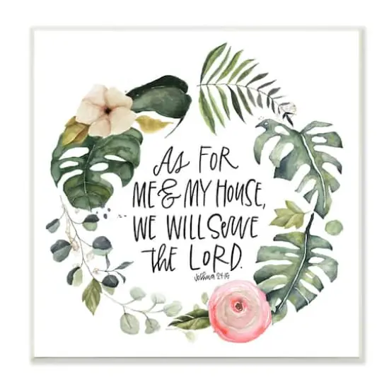 Stupell Industries Serve the Lord Joshua 24:15 Tropical Palm Wreathe,12" x 12" {1}