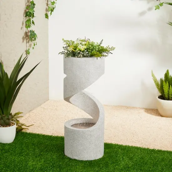 Glitzhome&reg; 31" Curving Shaped Outdoor Fountain with LED Light {3}