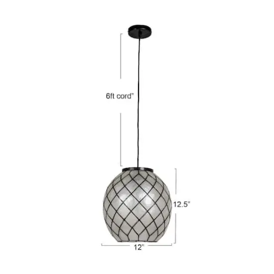 Hello Honey&reg; Marina Natural Capiz & Metal Orb Pendant Ceiling Light {5}