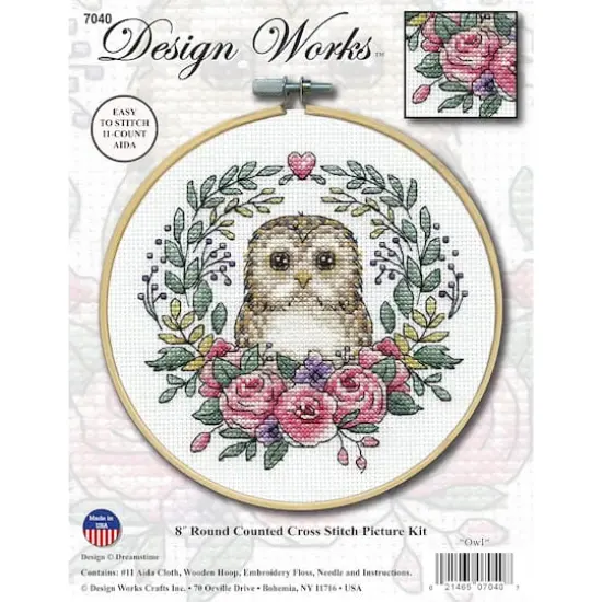 Design Works&trade; 8'' Round Owl Counted Cross Stitch Kit {1}