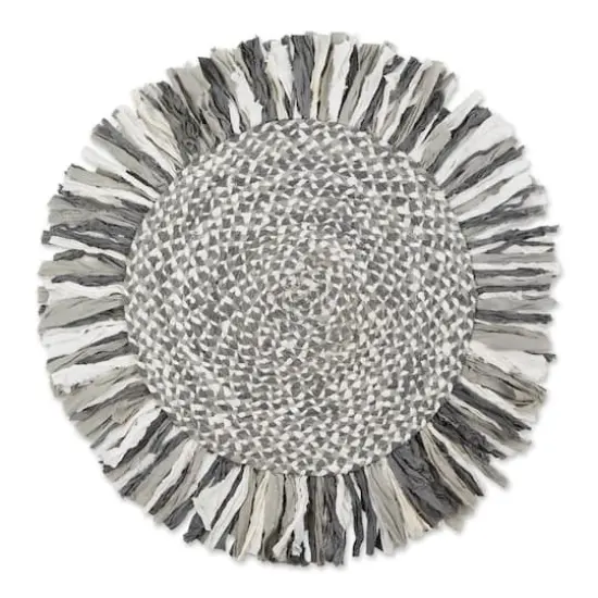DII&reg; Round Rag Rug, 3ft. Gray and White {1}
