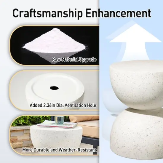 Glitzhome&reg; 18" Multi-Functional Terrazzo Garden Stool White {10}