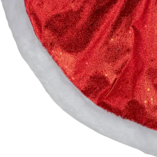 20" Glittery Red & White Faux Fur Trim Mini Tree Skirt {5}