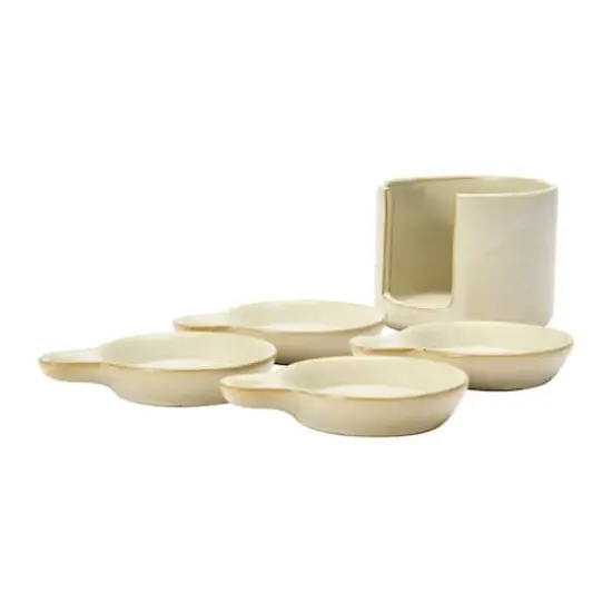 Hello Honey&reg; Cream Stoneware Snack Dish Set {4}