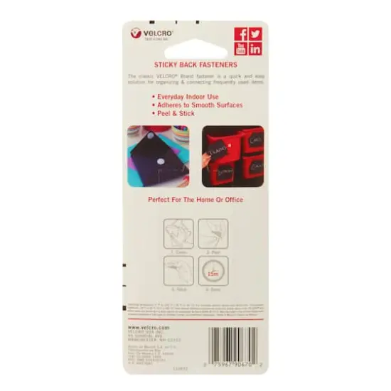 VELCRO® Brand Sticky Back Coins & Squares Value Pack Black {5}