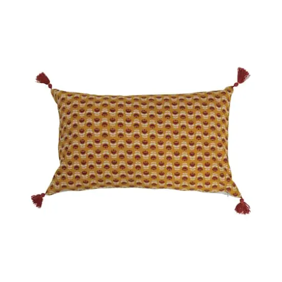 Hello Honey® Floral Pattern Cotton Slub Lumbar Pillow with Tassels {1}