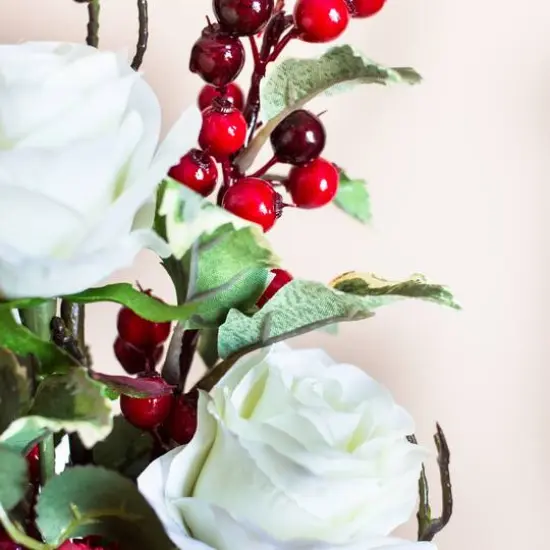 19.5" Merry Christmas Rose & Hydrangea Arrangement {7}