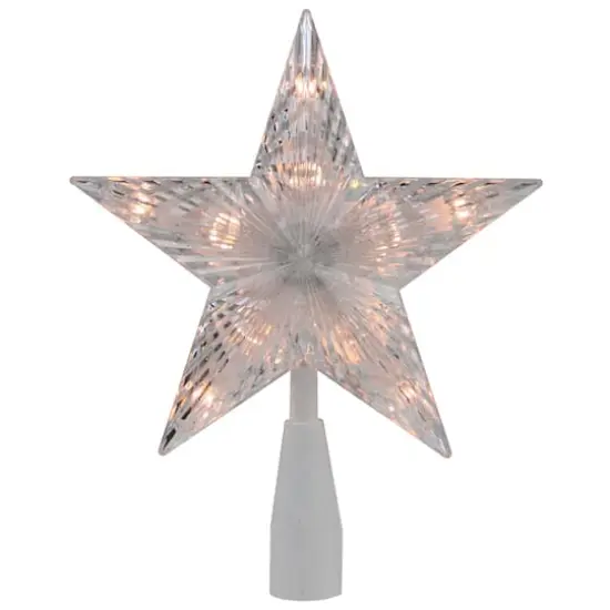 7.5" Clear & White 5-Point Star Tree Topper {1}
