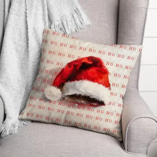 Painterly Santa Hat 18" x 18" Spun Poly Pillow {3}