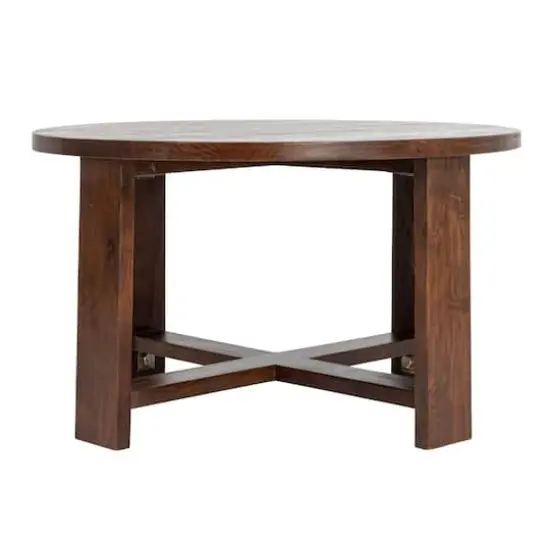 Hello Honey&reg; Elegant Acacia Trestle Round Coffee Table Walnut {4}