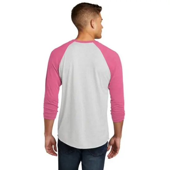 Next Level Unisex Tri-Blend 3/4-Sleeve Raglan T-Shirt VTG Pink/Hthr White {6}