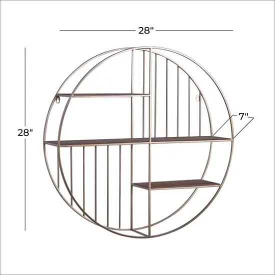 Gold Metal Modern Wall Shelf, 28" x 28" x 7" {8}