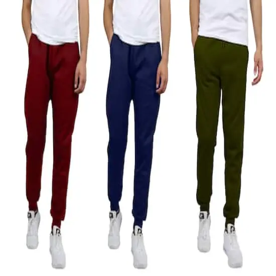 Galaxy by Harvic Men's Fleece-Lined Jogger Sweatpants 3 Pack Navy/Burgundy/Olive {1}