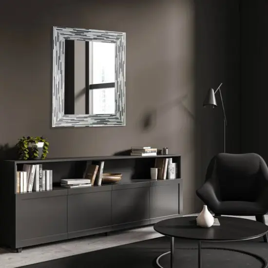 Head West Frameless Reeded Mosaic Printed Wall D&eacute;cor Mirror Charcoal {13}