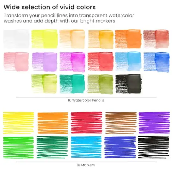 Arteza&reg; Kids Canvas Paint Kit, 3 canvas 4x4 in, Watercolor pencils and markers, Safari {4}