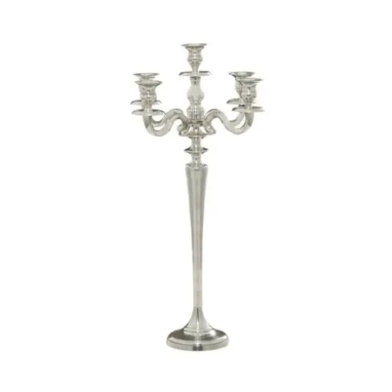 24'' Silver Aluminum Traditional Candle Holder {5}