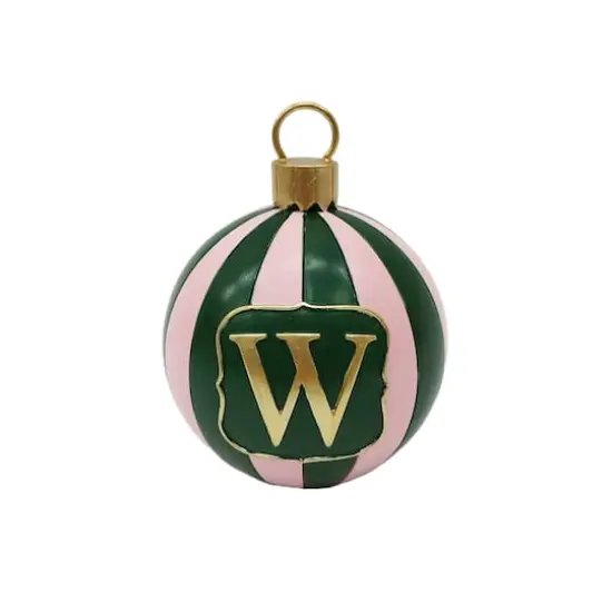 5" Striped Monogram Ball Ornament Tabletop D&eacute;cor by Ashland&reg; W {1}