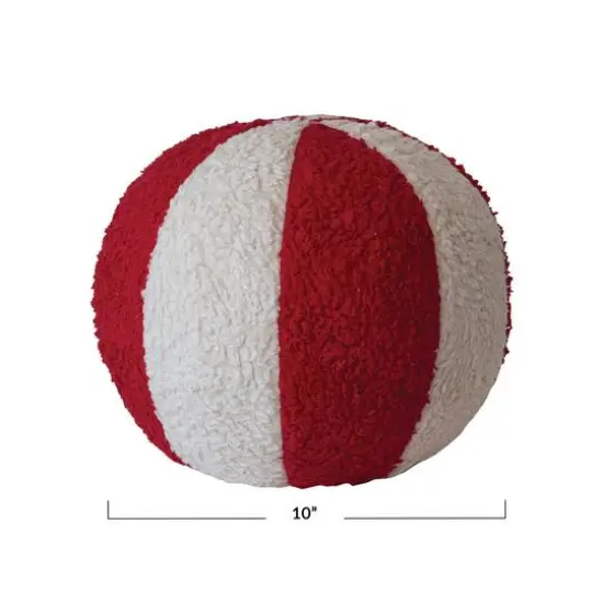 Hello Honey® 10" Red & White Peppermint Candy Sherpa Orb Throw Pillow {6}