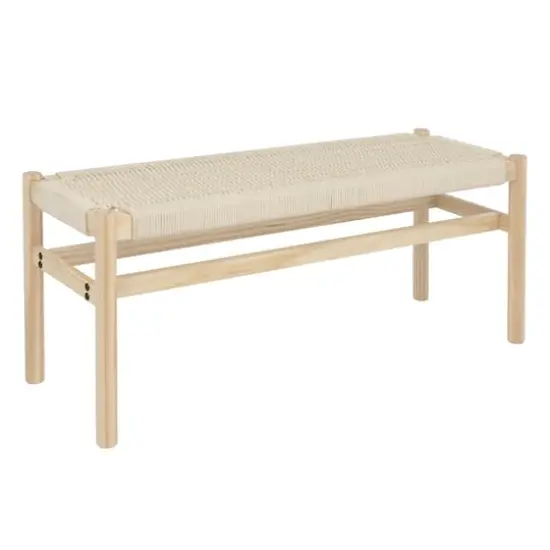 Hello Honey&reg; Fernway 18" Solid Wood and Woven Rope Entryway Bench Cream {1}